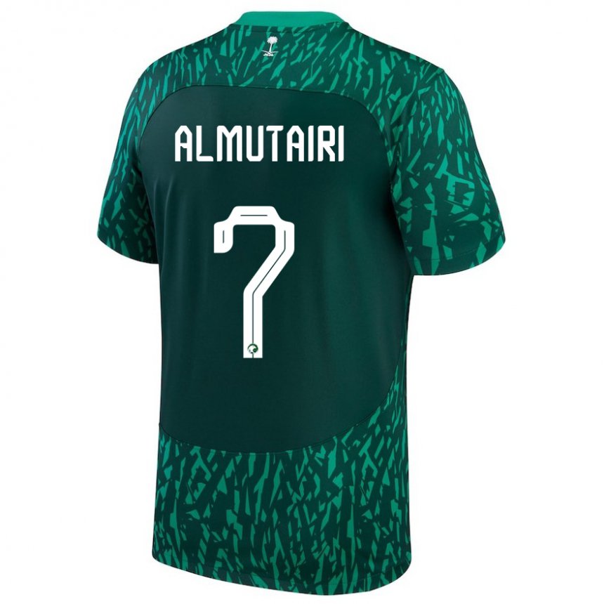 Mann Saudi-arabias Nawaf Almutairi #7 Dark Grønn Bortetrøye Drakt Trøye 22-24 Skjorter T-skjorte