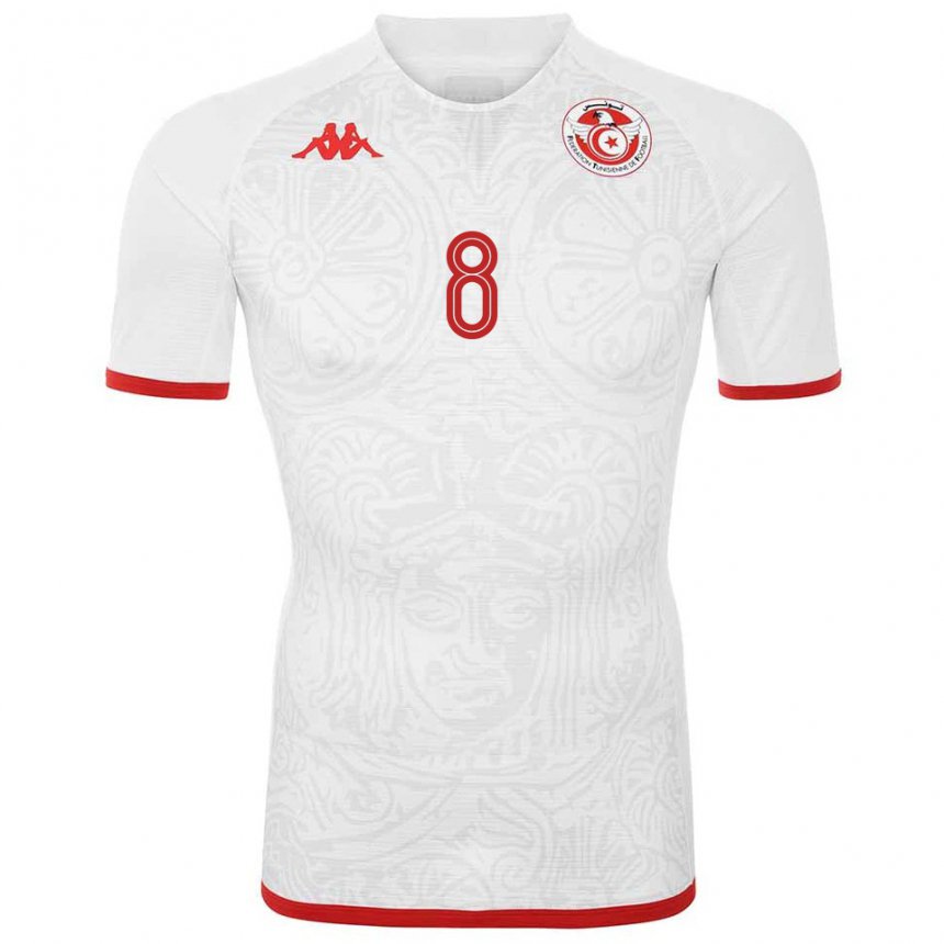 Mann Tunisias Sabrine Mamay #8 Hvit Bortetrøye Drakt Trøye 22-24 Skjorter T-skjorte
