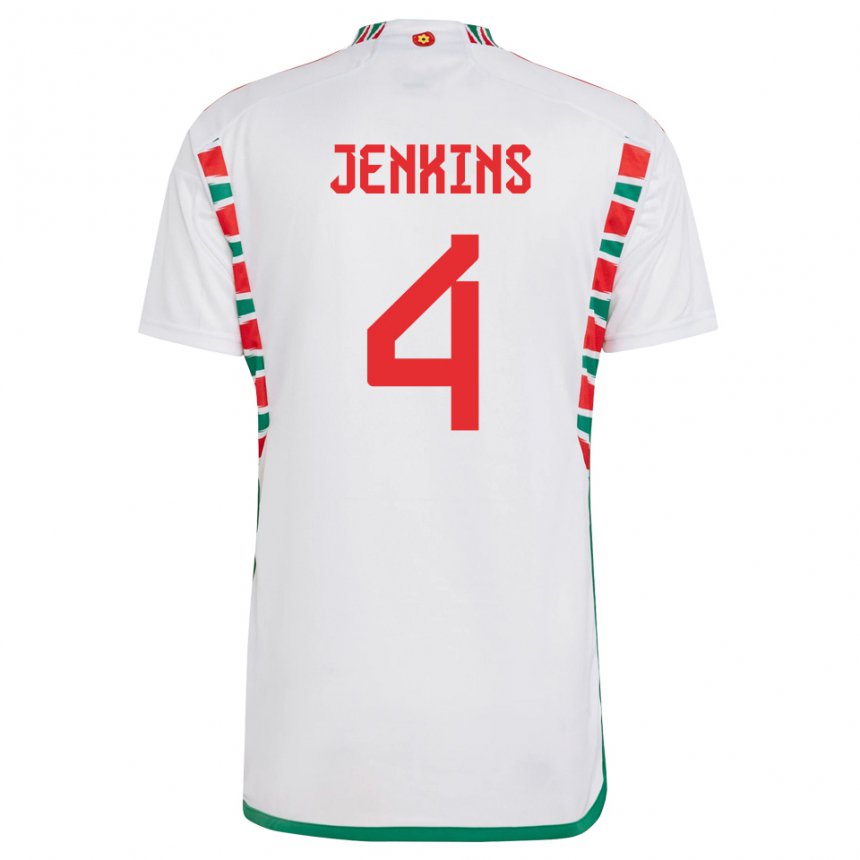 Mann Wales Shaunna Jenkins #4 Hvit Bortetrøye Drakt Trøye 22-24 Skjorter T-skjorte