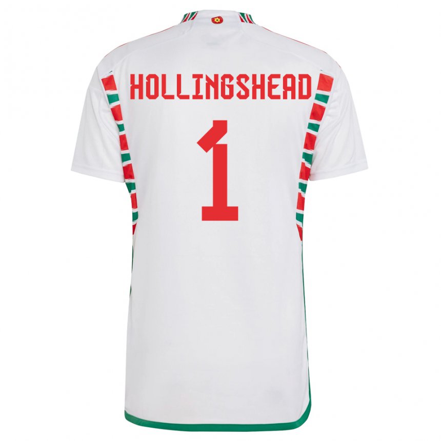 Mann Wales Ronnie Hollingshead #1 Hvit Bortetrøye Drakt Trøye 22-24 Skjorter T-skjorte