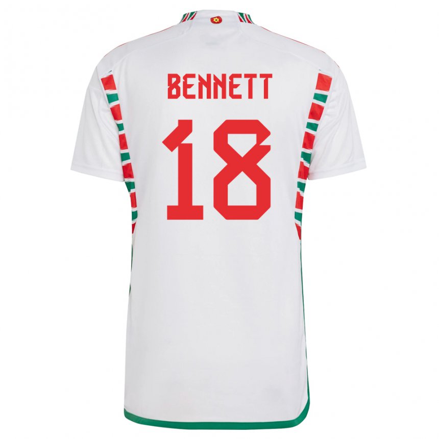 Mann Wales Murphy Bennett #18 Hvit Bortetrøye Drakt Trøye 22-24 Skjorter T-skjorte