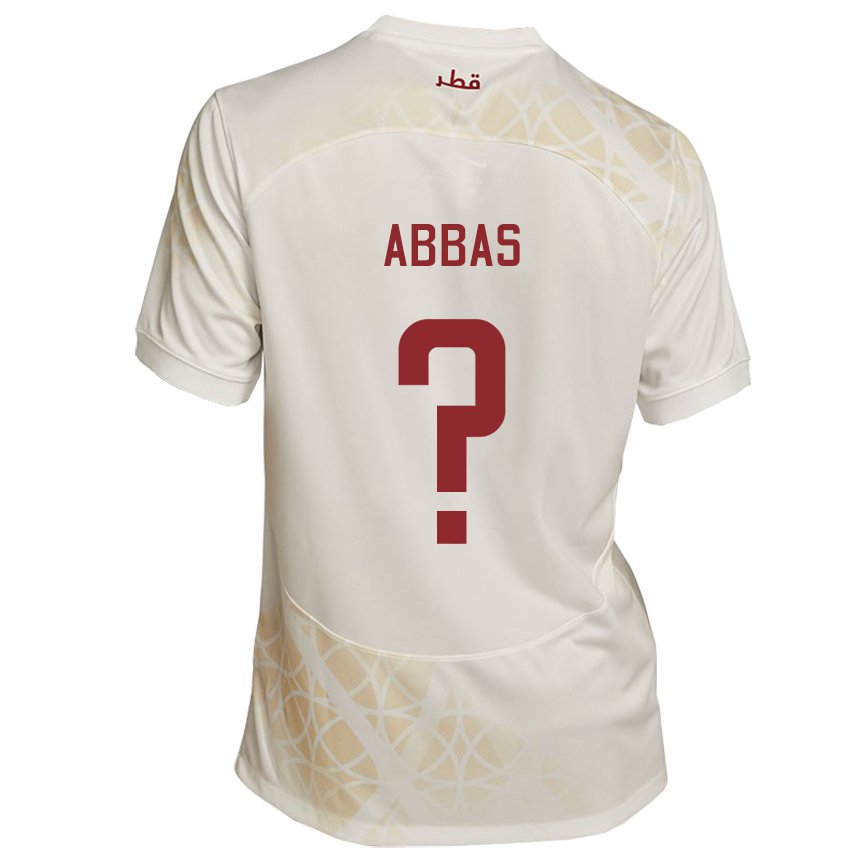 Mann Qatars Nasser Abbas #0 Gull Beige Bortetrøye Drakt Trøye 22-24 Skjorter T-skjorte
