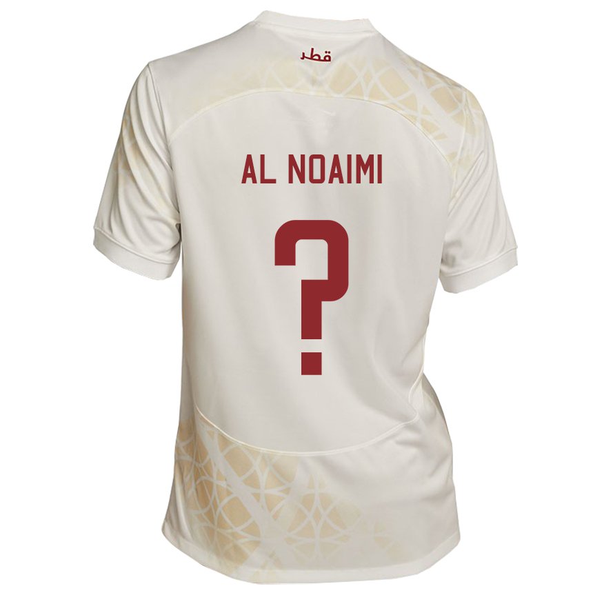 Mann Qatars Mohammad Al Noaimi #0 Gull Beige Bortetrøye Drakt Trøye 22-24 Skjorter T-skjorte