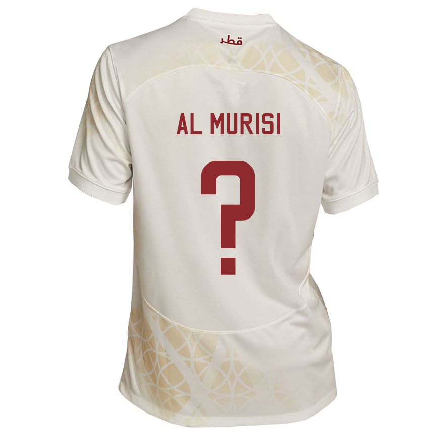 Mann Qatars Abdallah Al Murisi #0 Gull Beige Bortetrøye Drakt Trøye 22-24 Skjorter T-skjorte