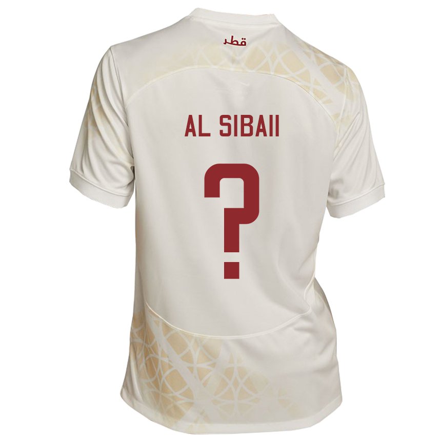 Mann Qatars Ahmad Al Sibaii #0 Gull Beige Bortetrøye Drakt Trøye 22-24 Skjorter T-skjorte