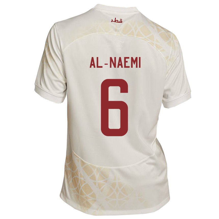 Mann Qatars Reem Al Naemi #6 Gull Beige Bortetrøye Drakt Trøye 22-24 Skjorter T-skjorte