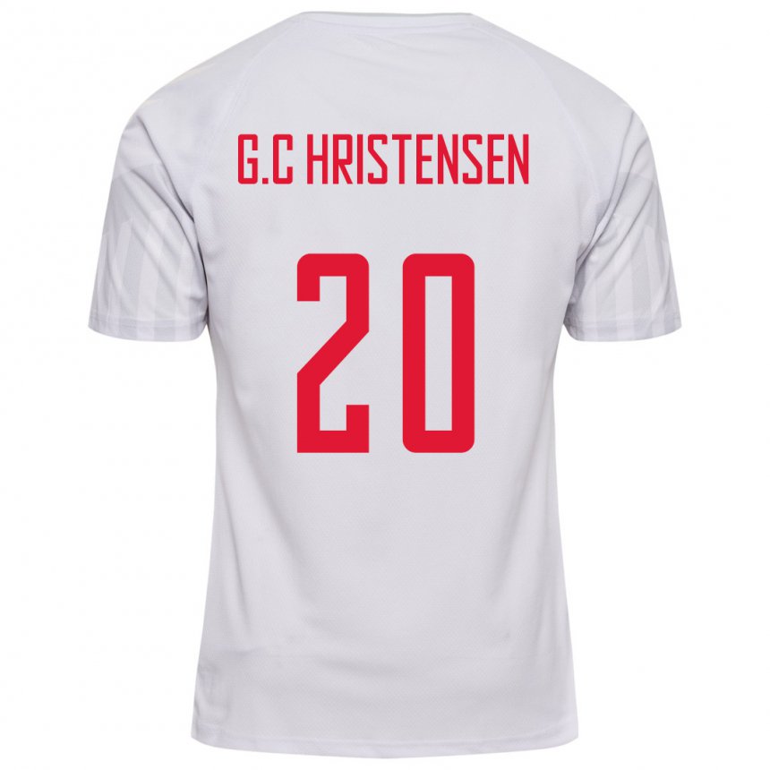 Mann Danmarks Gustav Christensen #20 Hvit Bortetrøye Drakt Trøye 22-24 Skjorter T-skjorte