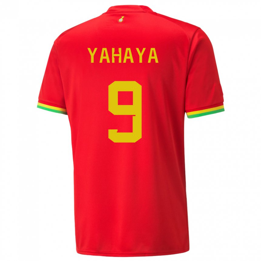 Mann Ghanas Mohammed Yahaya #9 Rød Bortetrøye Drakt Trøye 22-24 Skjorter T-skjorte