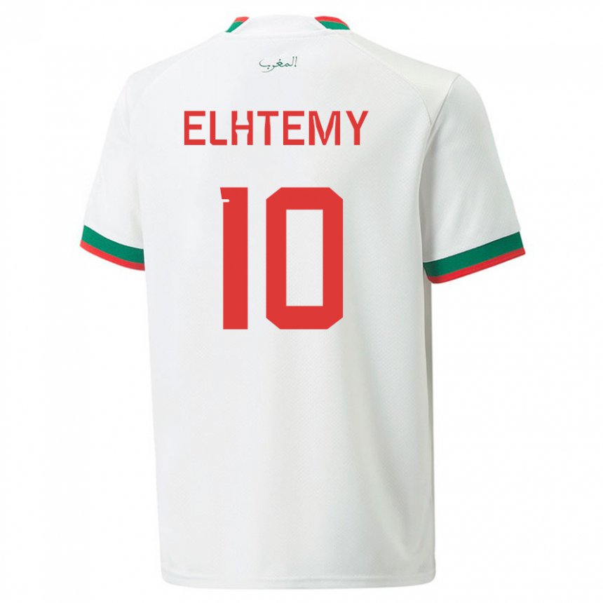 Mann Marokkos Mountassir Elhtemy #10 Hvit Bortetrøye Drakt Trøye 22-24 Skjorter T-skjorte