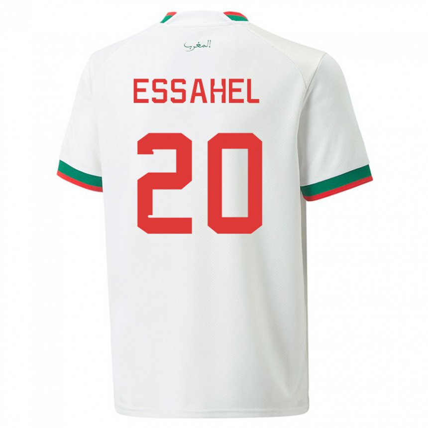 Mann Marokkos Mohammed Amine Essahel #20 Hvit Bortetrøye Drakt Trøye 22-24 Skjorter T-skjorte