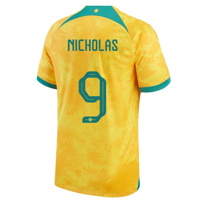 Dame Australias Nicholas Dagostino #9 Gylden Hjemmetrøye Drakt Trøye 22-24 Skjorter T-skjorte