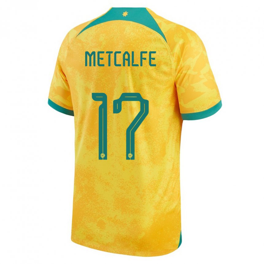 Dame Australias Conor Metcalfe #17 Gylden Hjemmetrøye Drakt Trøye 22-24 Skjorter T-skjorte