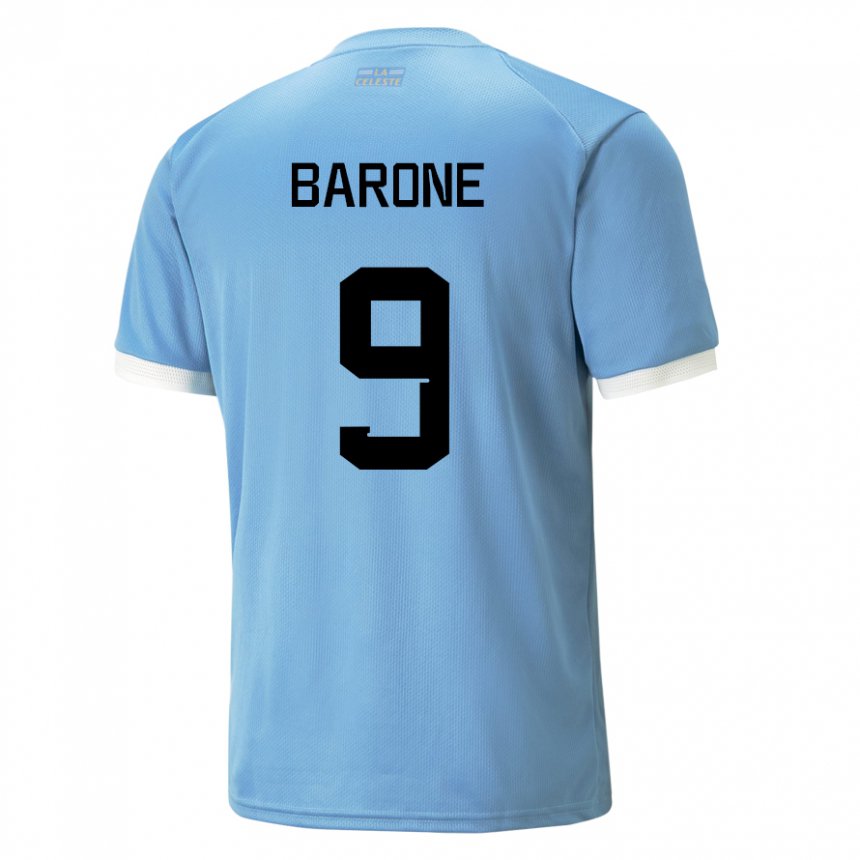 Dame Uruguays Faustino Barone #9 Blå Hjemmetrøye Drakt Trøye 22-24 Skjorter T-skjorte