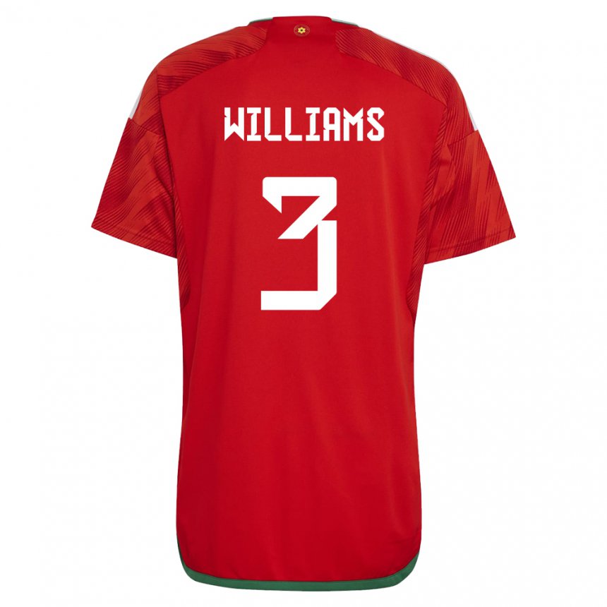 Dame Wales Zac Williams #3 Rød Hjemmetrøye Drakt Trøye 22-24 Skjorter T-skjorte