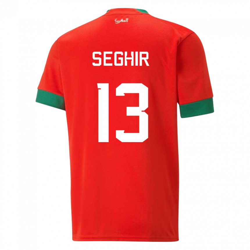 Dame Marokkos Sabah Seghir #13 Rød Hjemmetrøye Drakt Trøye 22-24 Skjorter T-skjorte