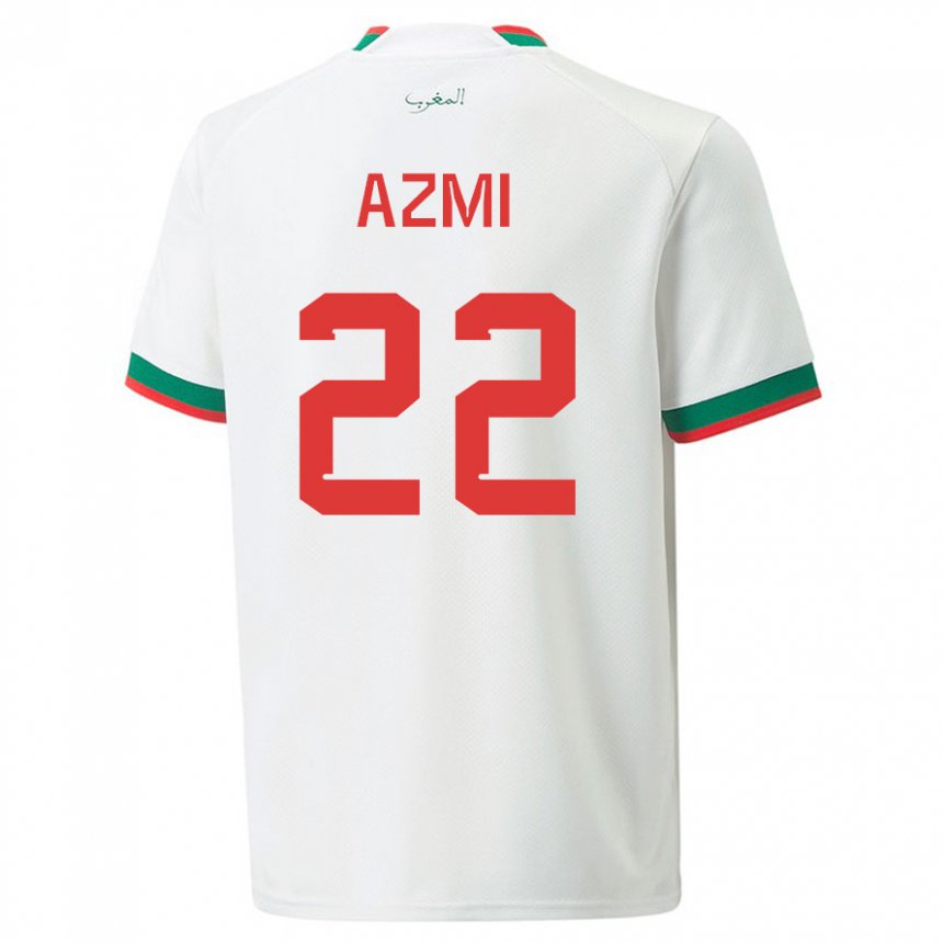 Dame Marokkos Ahmed Azmi #22 Hvit Bortetrøye Drakt Trøye 22-24 Skjorter T-skjorte