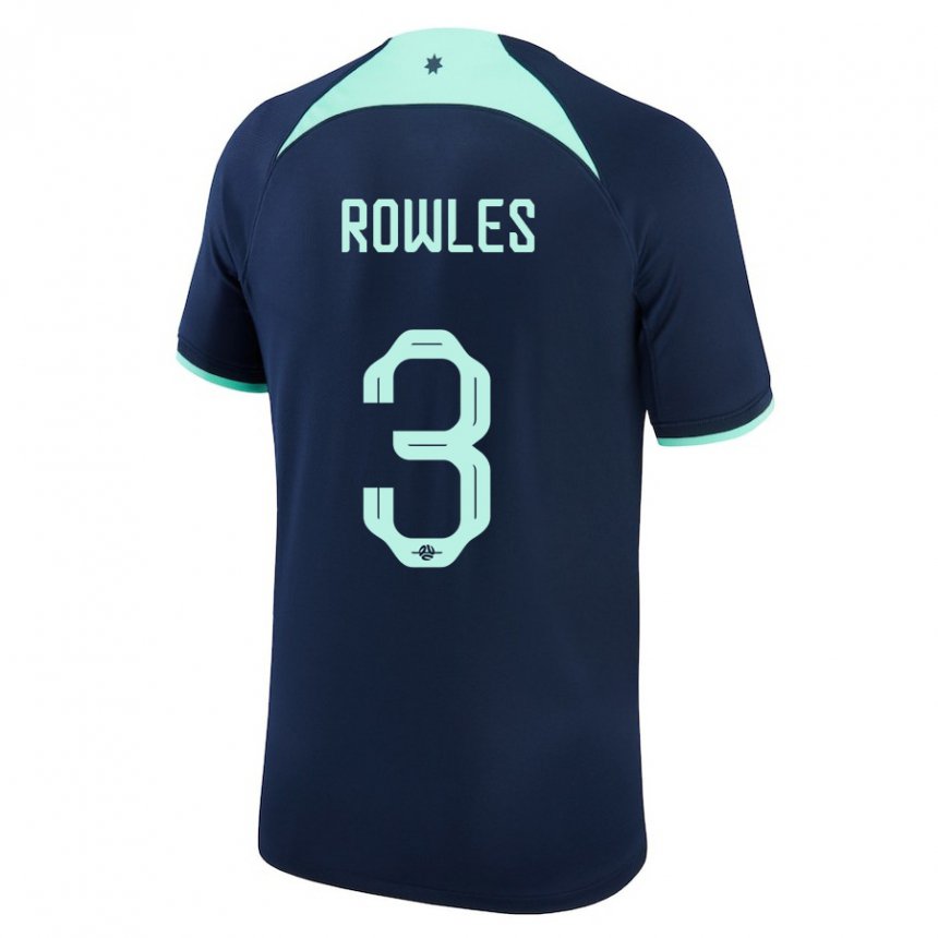 Dame Australias Kye Rowles #3 Mørke Blå Bortetrøye Drakt Trøye 22-24 Skjorter T-skjorte