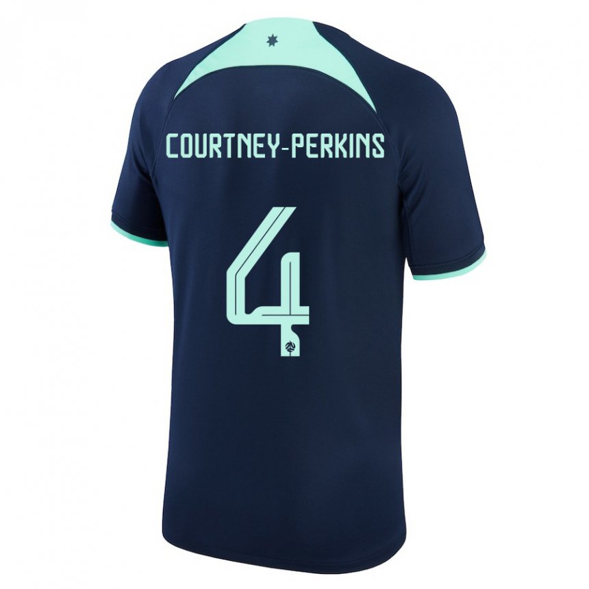 Dame Australias Jordan Courtney Perkins #4 Mørke Blå Bortetrøye Drakt Trøye 22-24 Skjorter T-skjorte