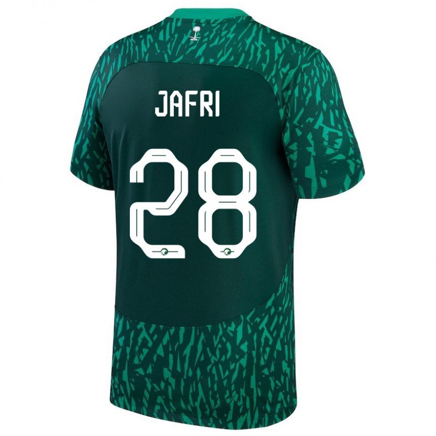Dame Saudi-arabias Farah Jafri #28 Dark Grønn Bortetrøye Drakt Trøye 22-24 Skjorter T-skjorte