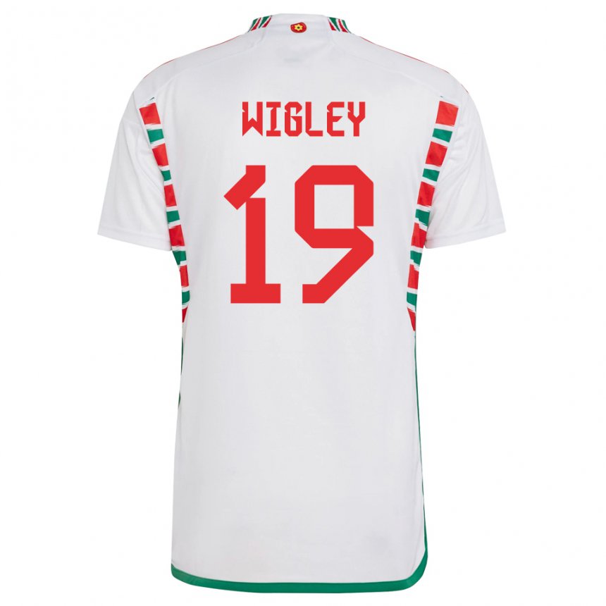 Dame Wales Morgan Wigley #19 Hvit Bortetrøye Drakt Trøye 22-24 Skjorter T-skjorte