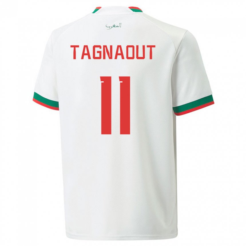 Dame Marokkos Fatima Tagnaout #11 Hvit Bortetrøye Drakt Trøye 22-24 Skjorter T-skjorte