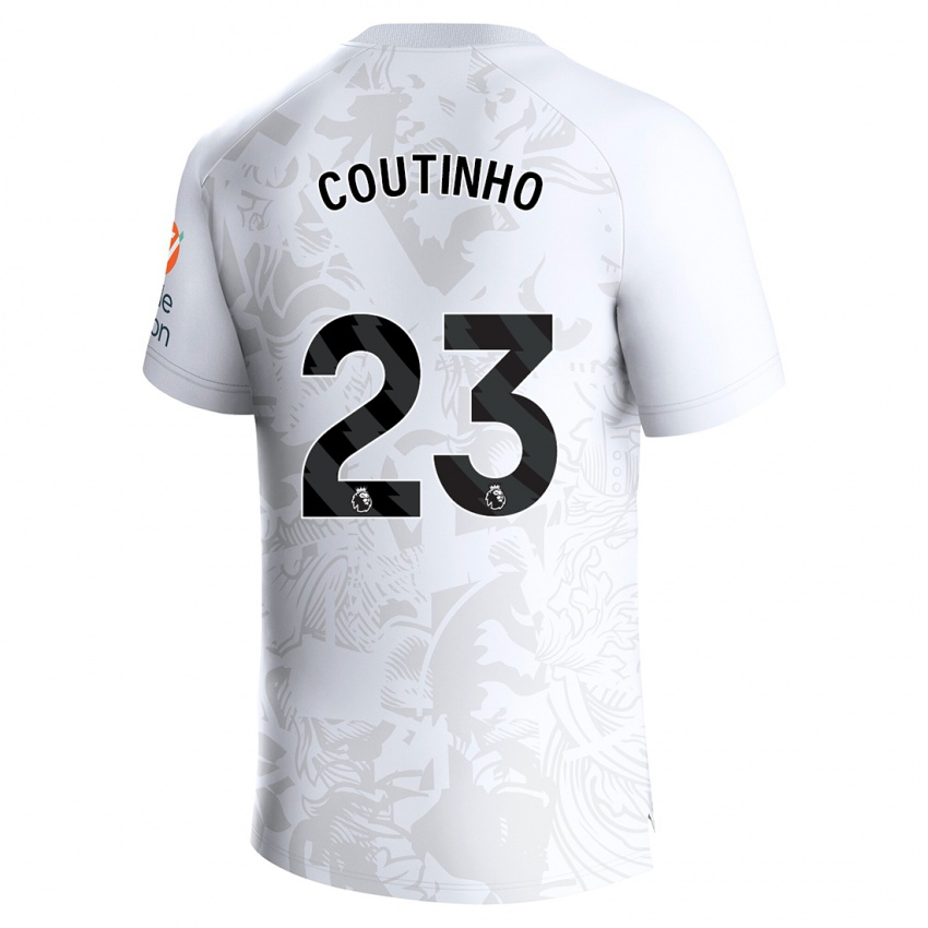 Barn Philippe Coutinho #23 Hvit Bortetrøye Drakt Trøye 2023/24 Skjorter T-Skjorte