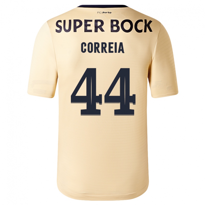 Barn Romain Correia #44 Beige-Gylden Bortetrøye Drakt Trøye 2023/24 Skjorter T-Skjorte