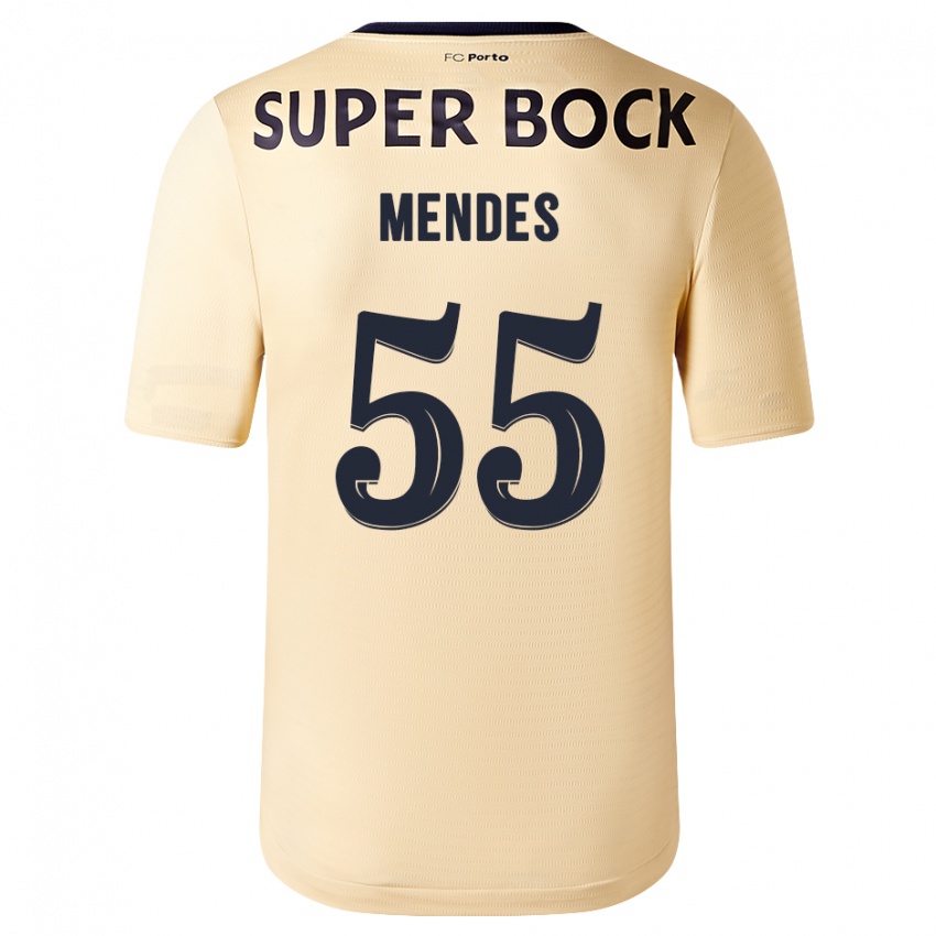 Barn Joao Mendes #55 Beige-Gylden Bortetrøye Drakt Trøye 2023/24 Skjorter T-Skjorte