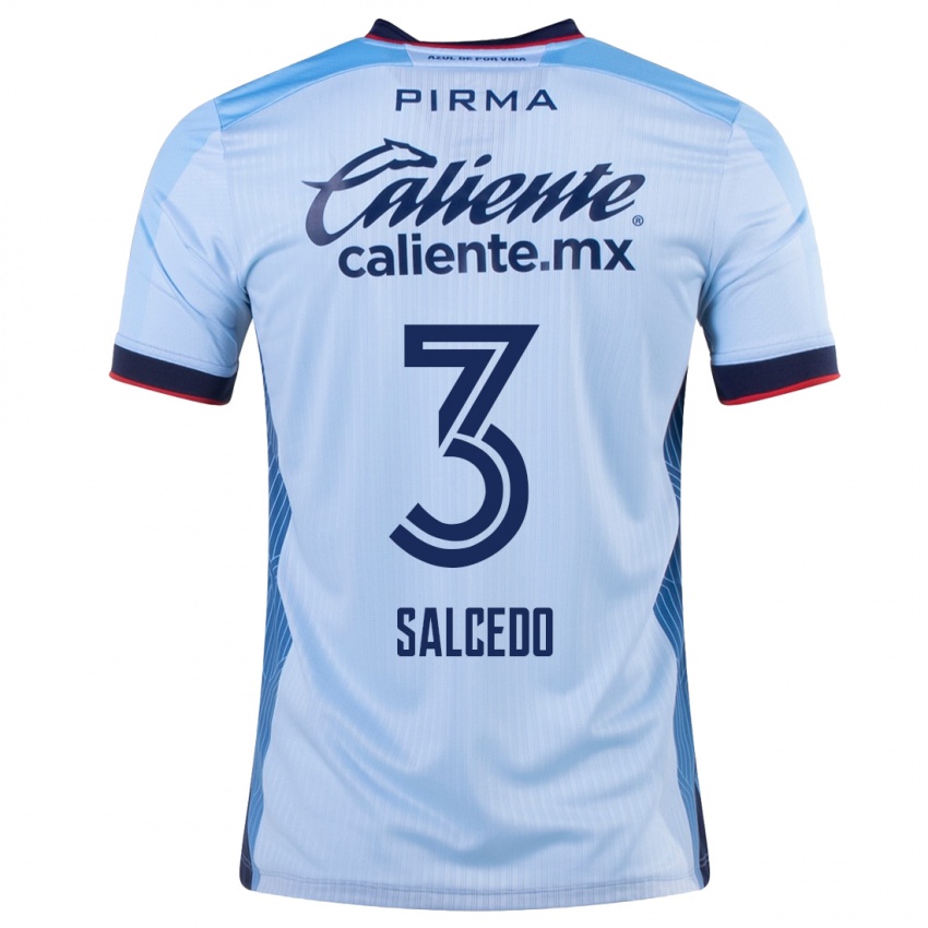 Barn Carlos Salcedo #3 Himmelblå Bortetrøye Drakt Trøye 2023/24 Skjorter T-Skjorte
