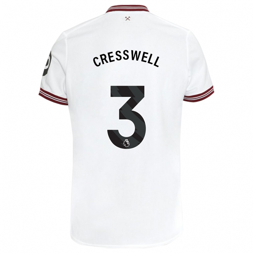 Mann Aaron Cresswell #3 Hvit Bortetrøye Drakt Trøye 2023/24 Skjorter T-Skjorte
