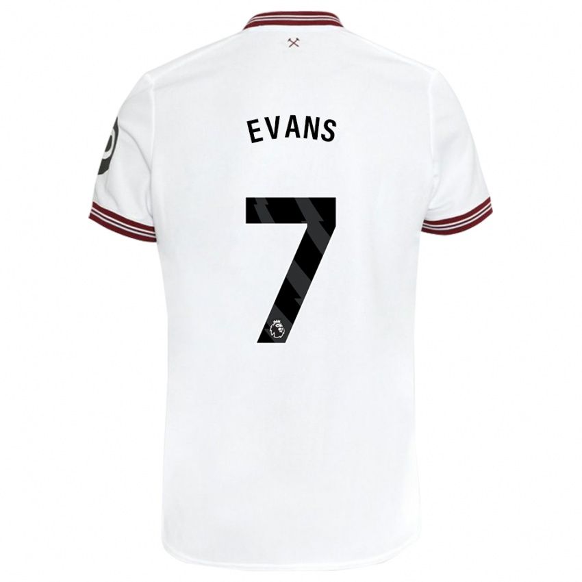 Mann Lisa Evans #7 Hvit Bortetrøye Drakt Trøye 2023/24 Skjorter T-Skjorte