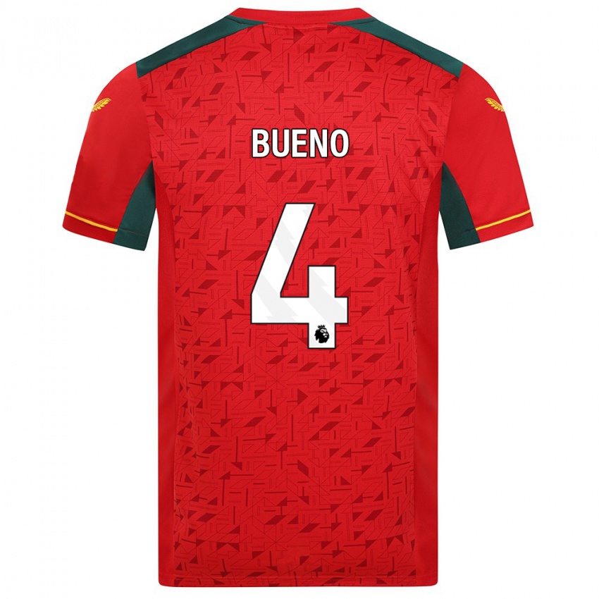 Mann Santiago Bueno #4 Rød Bortetrøye Drakt Trøye 2023/24 Skjorter T-Skjorte