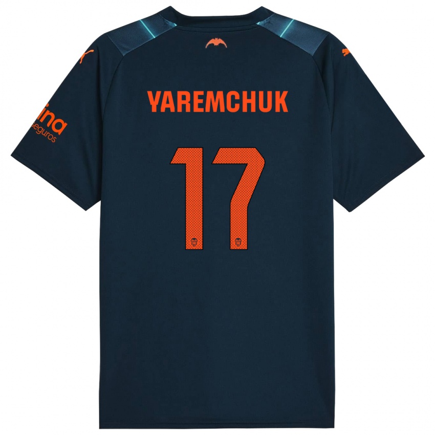 Mann Roman Yaremchuk #17 Marineblå Bortetrøye Drakt Trøye 2023/24 Skjorter T-Skjorte