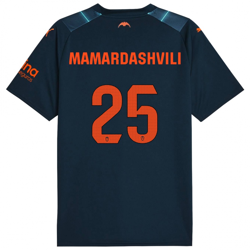 Mann Giorgi Mamardashvili #25 Marineblå Bortetrøye Drakt Trøye 2023/24 Skjorter T-Skjorte