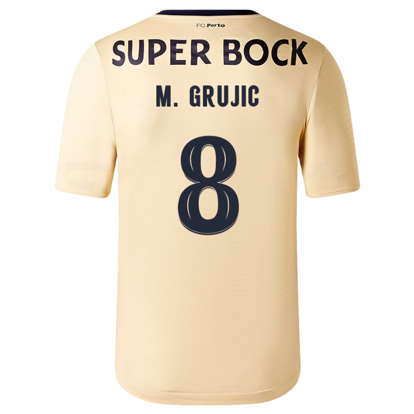 Mann Marko Grujic #8 Beige-Gylden Bortetrøye Drakt Trøye 2023/24 Skjorter T-Skjorte