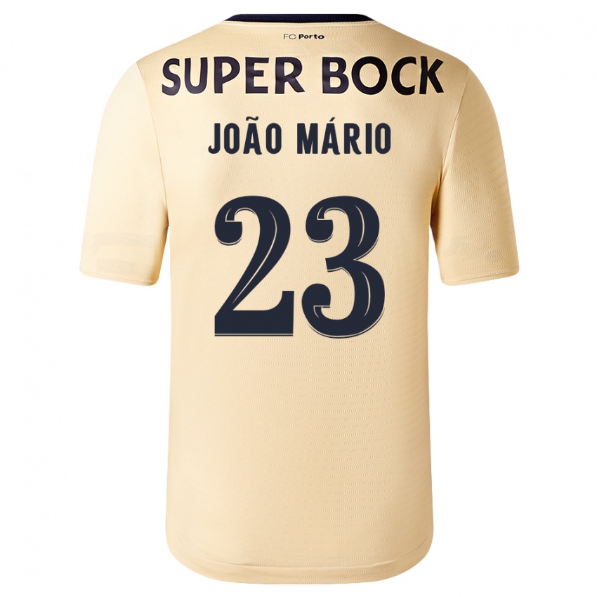 Mann Joao Mario #23 Beige-Gylden Bortetrøye Drakt Trøye 2023/24 Skjorter T-Skjorte