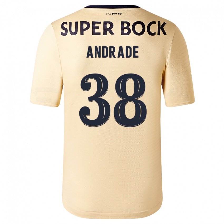 Mann Fernando Andrade #38 Beige-Gylden Bortetrøye Drakt Trøye 2023/24 Skjorter T-Skjorte