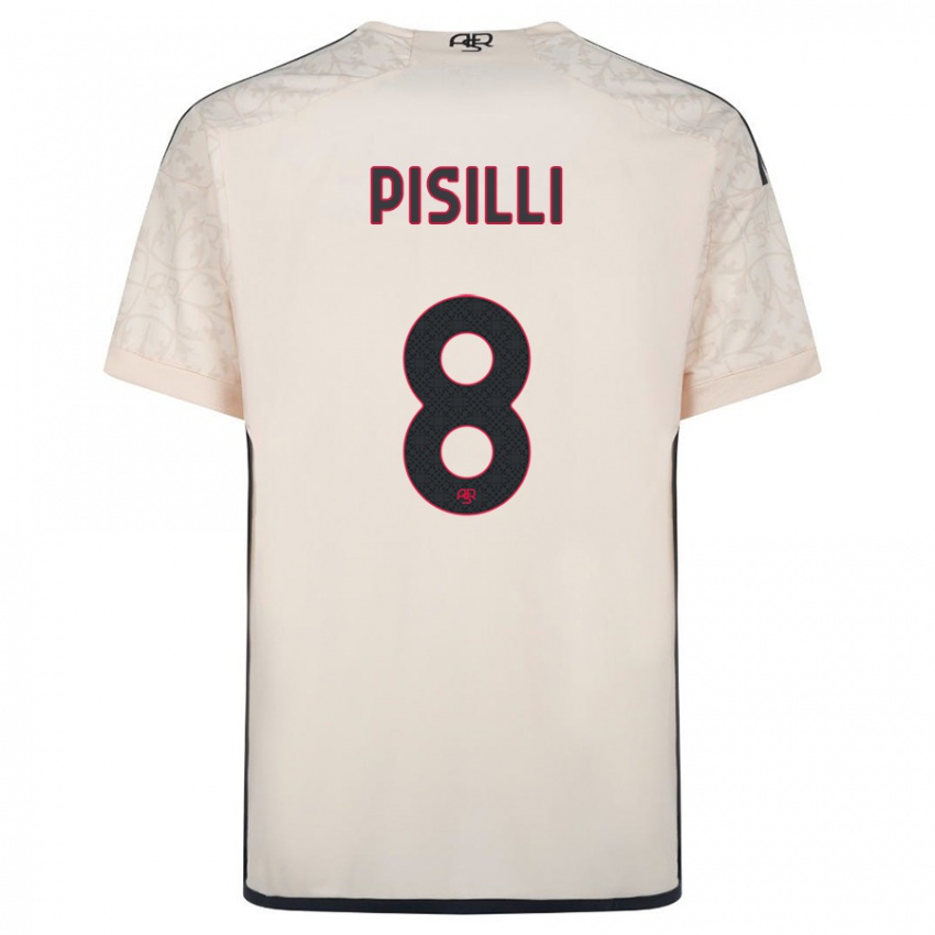 Mann Niccolo Pisilli #8 Gråhvit Bortetrøye Drakt Trøye 2023/24 Skjorter T-Skjorte