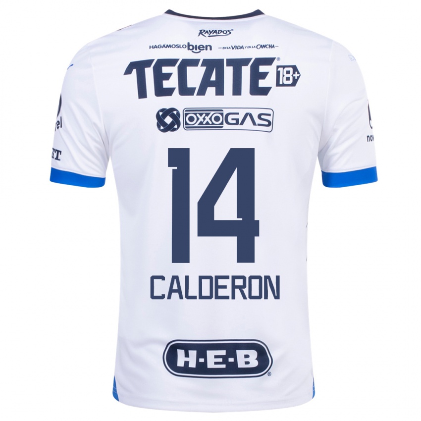 Mann Alejandra Calderon #14 Hvit Bortetrøye Drakt Trøye 2023/24 Skjorter T-Skjorte