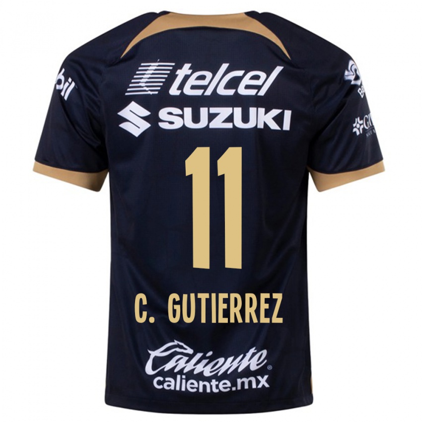 Mann Carlos Gutierrez #11 Mørke Blå Bortetrøye Drakt Trøye 2023/24 Skjorter T-Skjorte