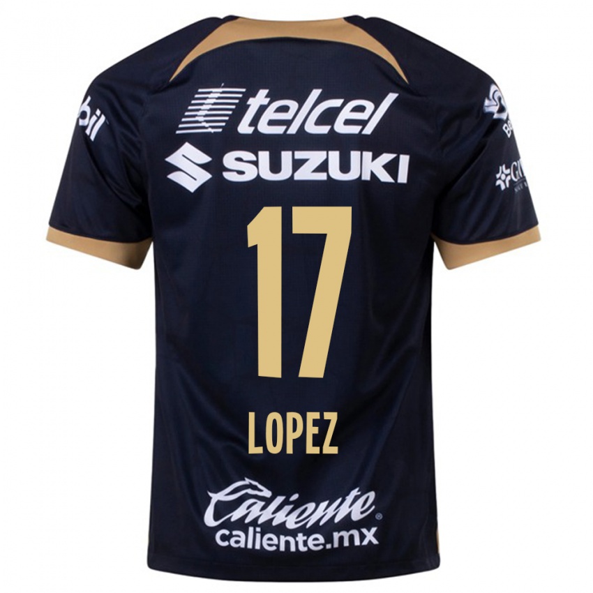 Mann Leonel Lopez #17 Mørke Blå Bortetrøye Drakt Trøye 2023/24 Skjorter T-Skjorte