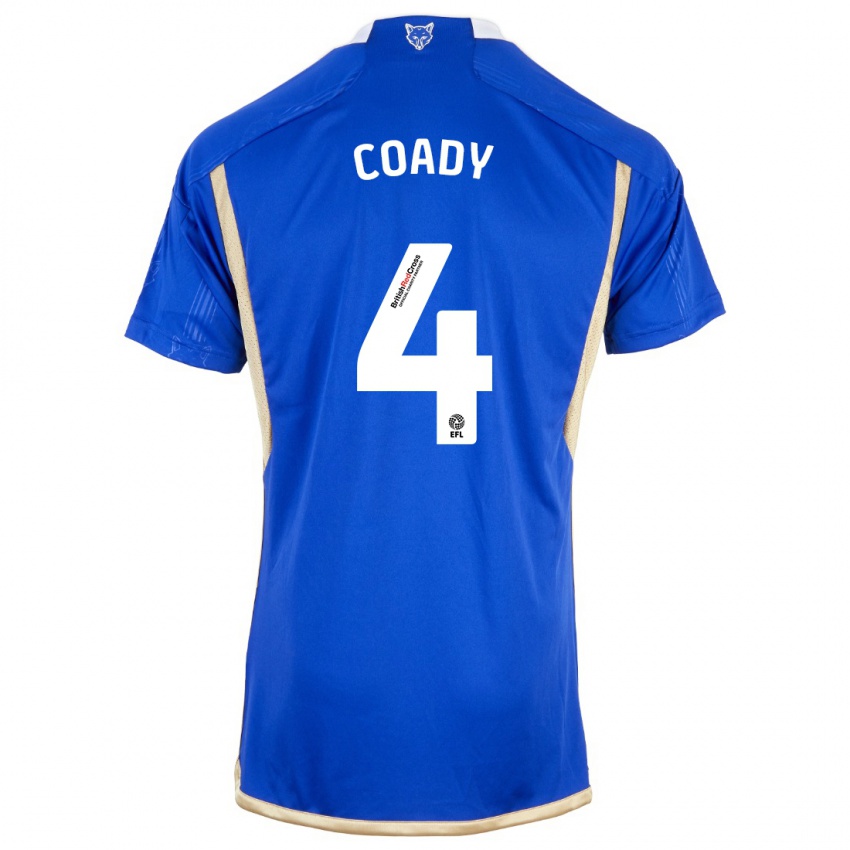 Dame Conor Coady #4 Kongeblå Hjemmetrøye Drakt Trøye 2023/24 Skjorter T-Skjorte