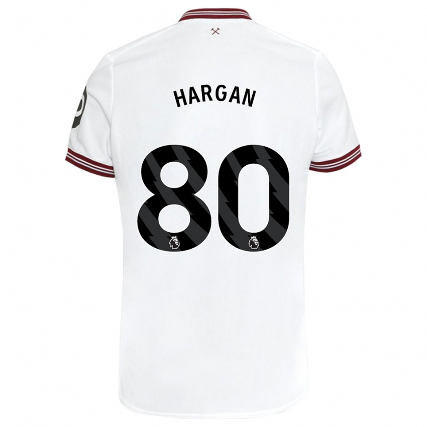 Dame Riley Hargan #80 Hvit Bortetrøye Drakt Trøye 2023/24 Skjorter T-Skjorte