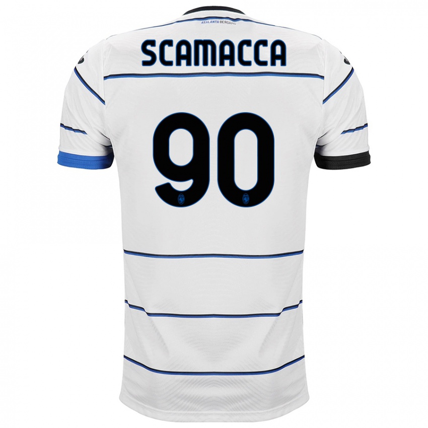 Dame Gianluca Scamacca #90 Hvit Bortetrøye Drakt Trøye 2023/24 Skjorter T-Skjorte