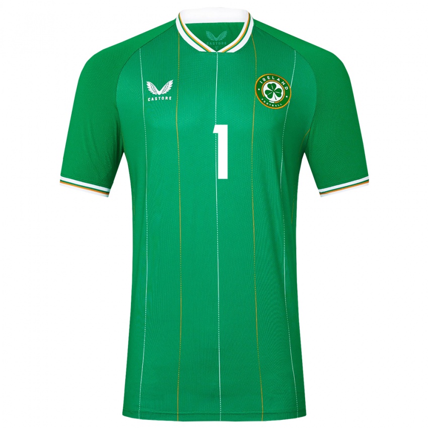Barn Irland Gavin Bazunu #1 Grønn Hjemmetrøye Drakt Trøye 24-26 Skjorter T-Skjorte