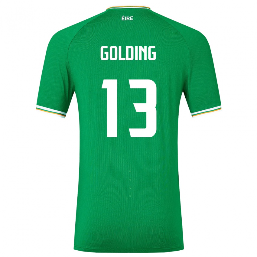 Barn Irland James Golding #13 Grønn Hjemmetrøye Drakt Trøye 24-26 Skjorter T-Skjorte