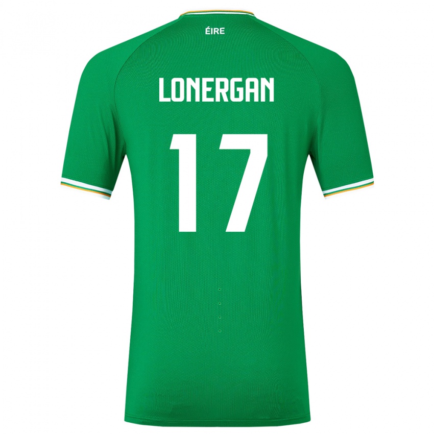 Barn Irland Tom Lonergan #17 Grønn Hjemmetrøye Drakt Trøye 24-26 Skjorter T-Skjorte