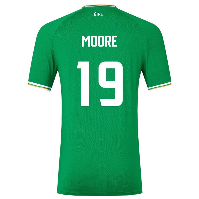 Barn Irland Sean Moore #19 Grønn Hjemmetrøye Drakt Trøye 24-26 Skjorter T-Skjorte