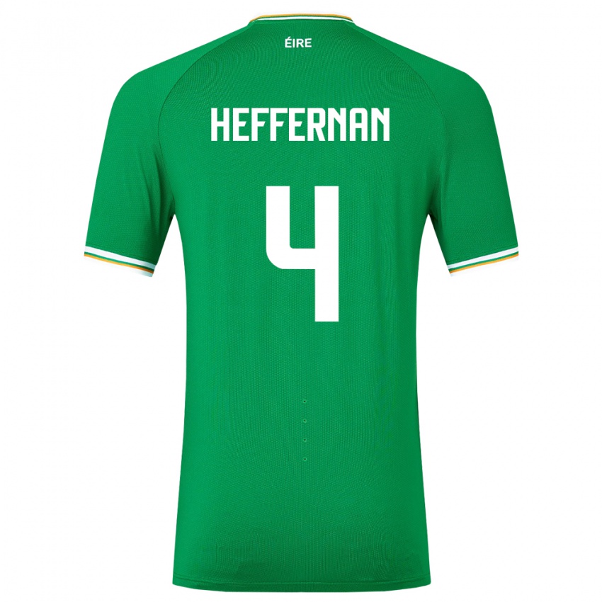 Barn Irland Cathal Heffernan #4 Grønn Hjemmetrøye Drakt Trøye 24-26 Skjorter T-Skjorte