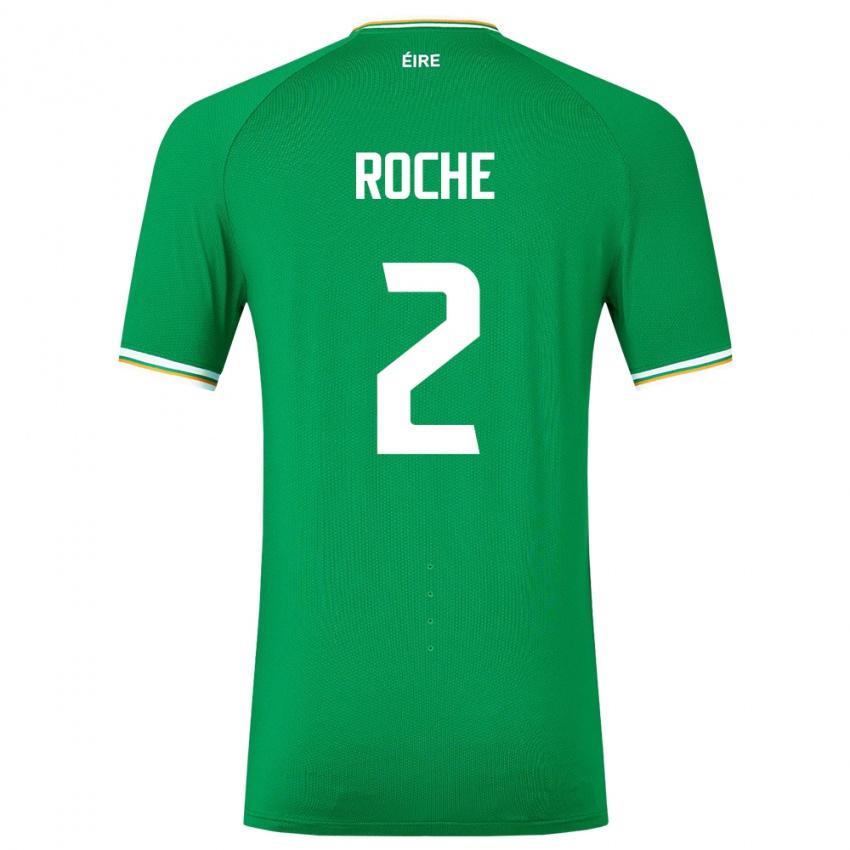 Barn Irland James Roche #2 Grønn Hjemmetrøye Drakt Trøye 24-26 Skjorter T-Skjorte